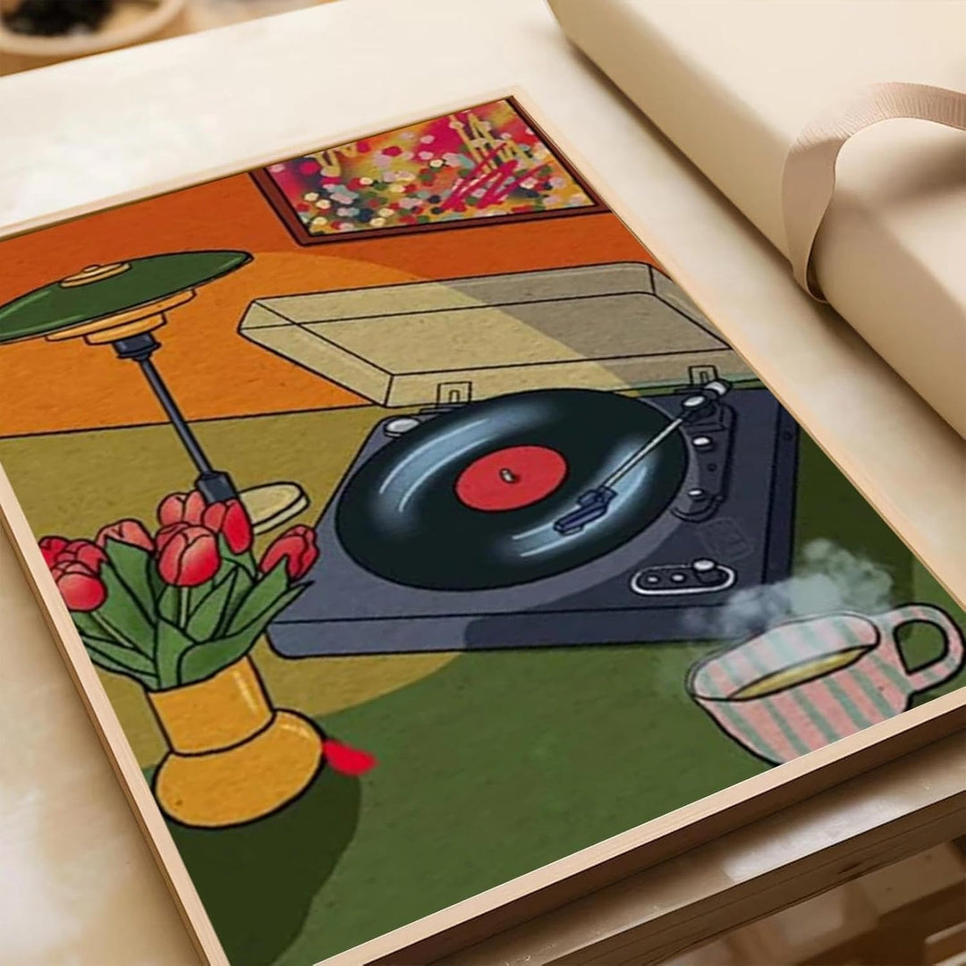 JATOK 6 Stück Malen Nach Zahlen Erwachsene, DIY Retro-MusikGemälde für Anfänger, Handgemalt Ölgemäld