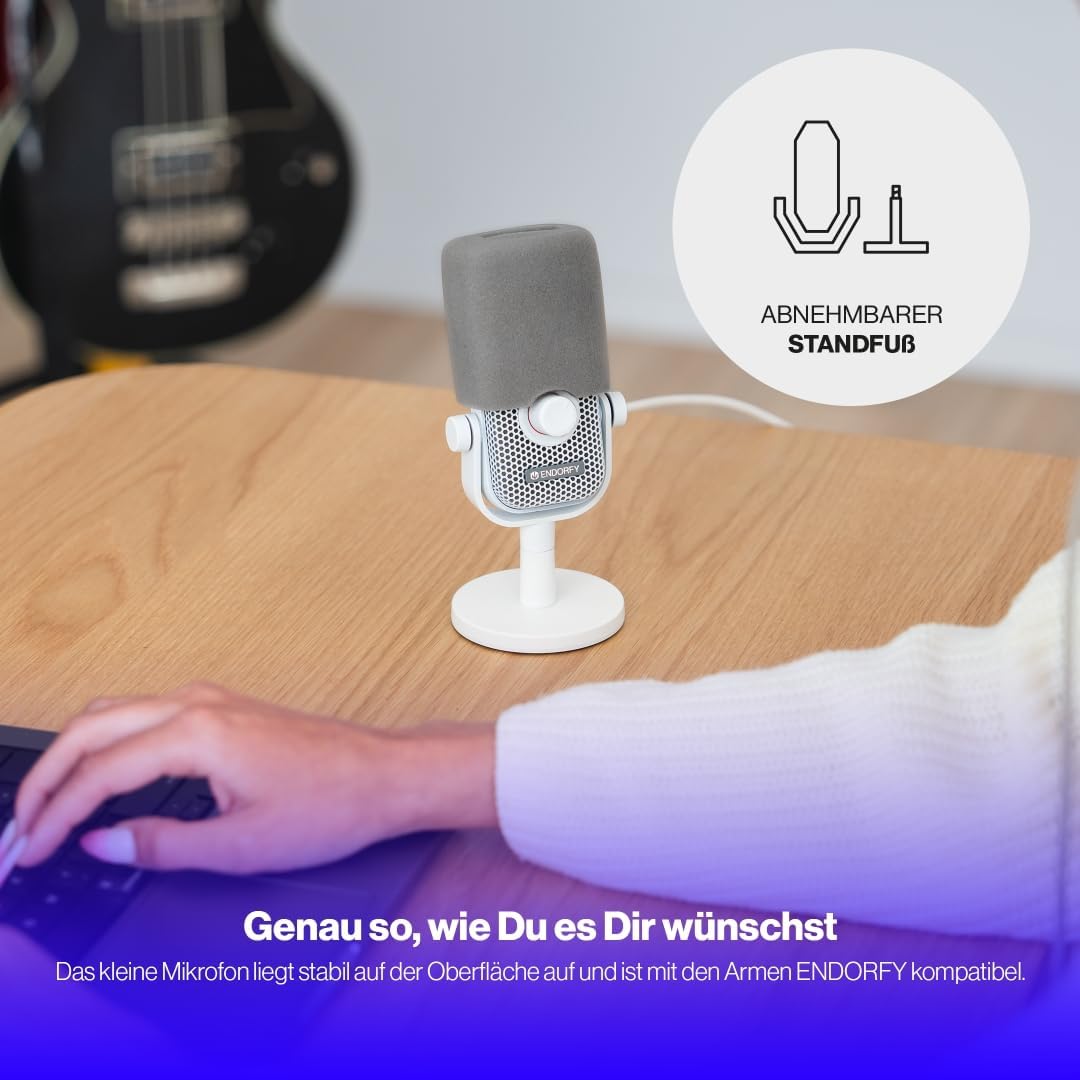 ENDORFY Solum Voice S Onyx White, Gaming Mikrofon PC, Podcast mikrofon, Streaming mikrofon, RGB-Bele