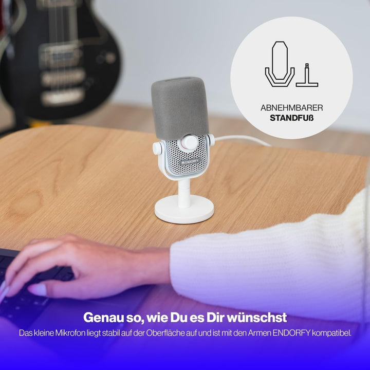 ENDORFY Solum Voice S Onyx White, Gaming Mikrofon PC, Podcast mikrofon, Streaming mikrofon, RGB-Bele