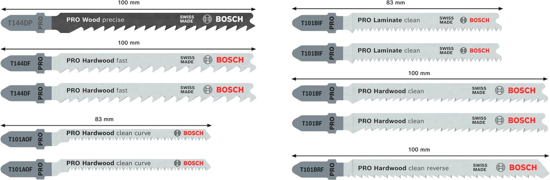 Bosch 10x PRO Hardwood and Laminate Stichsägeblatt-Set, 10-tlg. (für Hartholz, Parkett, Länge 83 mm,