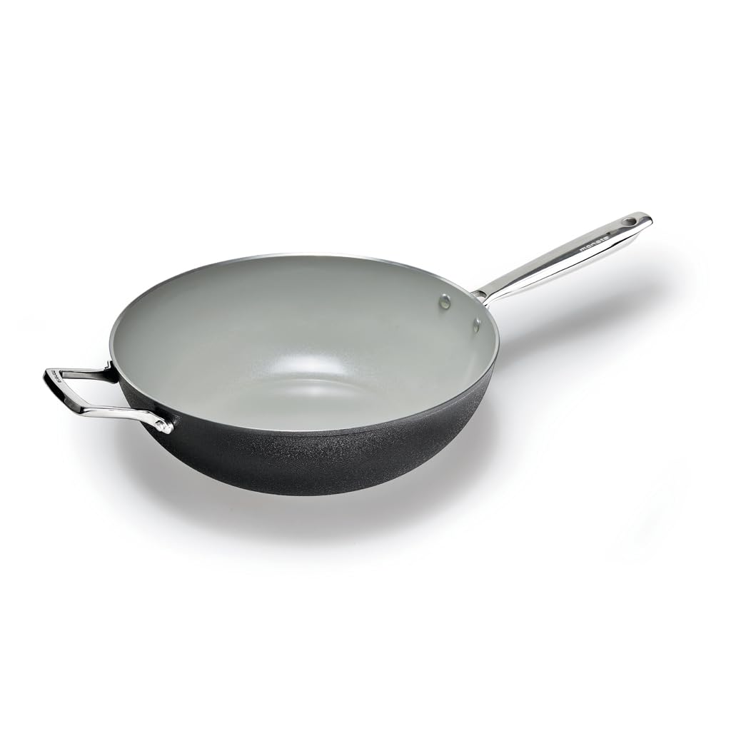Moneta Armonia Finegres Wok 32 cm 1 Griff + 1 Griff, natürliche Beschichtung FineGres (NO PFAS), auc
