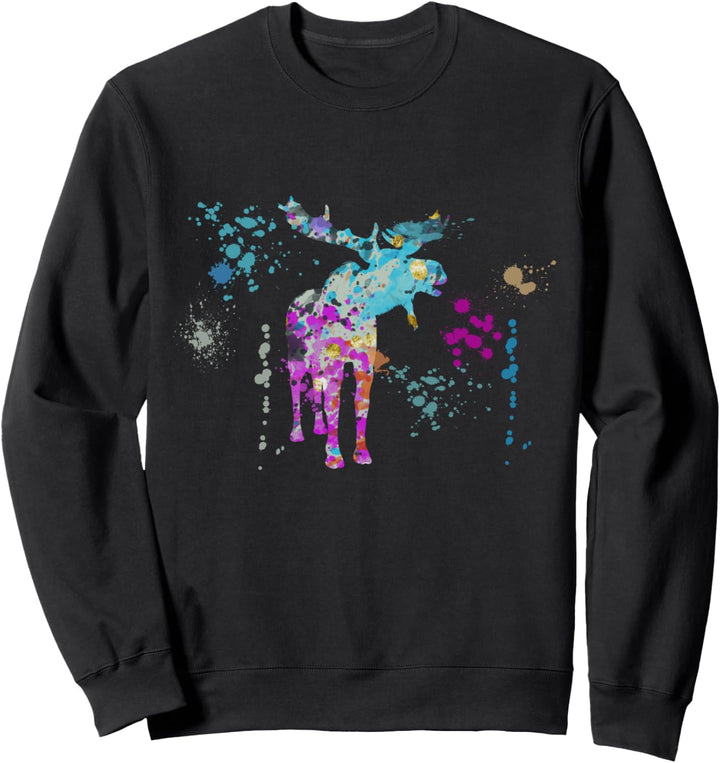 Elch bunte Aquarell-Silhouette Elche Sweatshirt