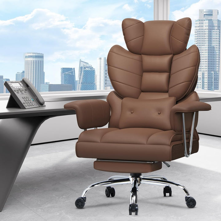 rattantree Bürostuhl mit Fussstütze, Ergonomischer Schreibtischstuhl mit Zusätzlichem Lordosenstützk
