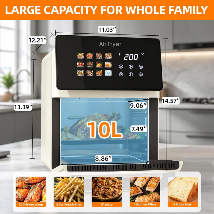 10L Grosser XL Pro Heissluftfritteusen-Ofen mit Grill-Kombination für,12-in-1 Smart-Konvektionsöfen,