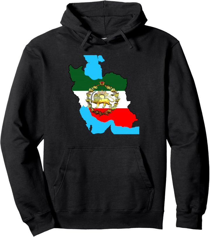 Iran-Flagge mit goldenem Löwe Pullover Hoodie