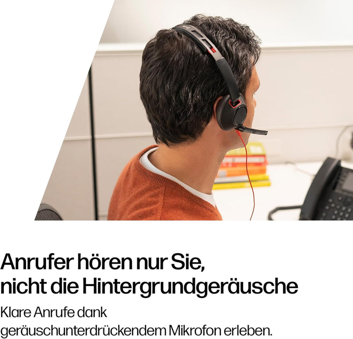 Poly Blackwire 5220 schnurgebundenes Headset, Flexibler Mikrofonarm mit Noise Cancelling, Ergonomisc