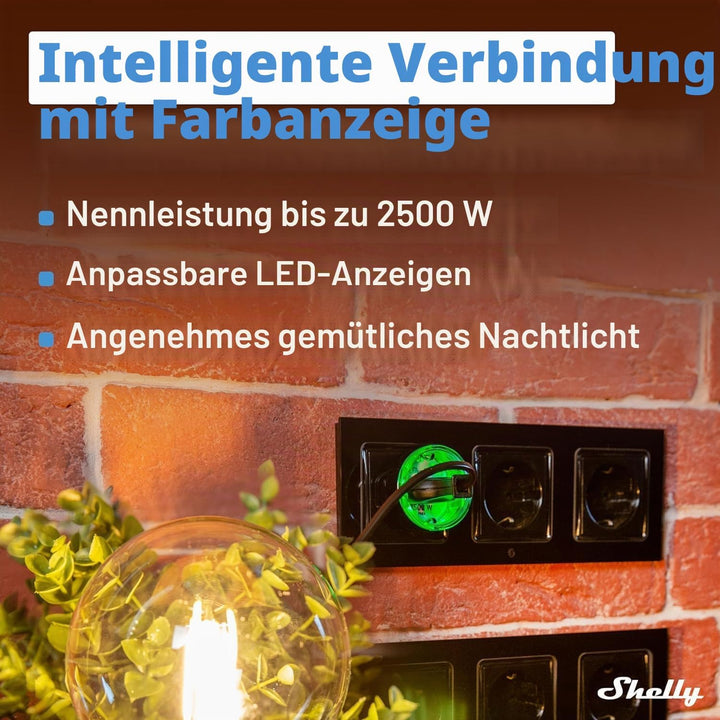 SHELLY WLAN-Steckdose Plus Plug S, 12 A, Messfunktion, schwarz. 5 Stück