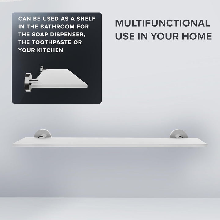 ovimar Badablage Nordborg | Edelstahl | Silber | Glasablage zum Bohren | hängend im Bad oder in der