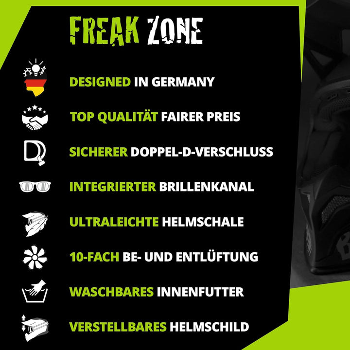Broken Head FreakZone Motocross-Helm Weiss-Grün-Pink matt – Cross-Helm – MX – Quad – Supermoto L 59-