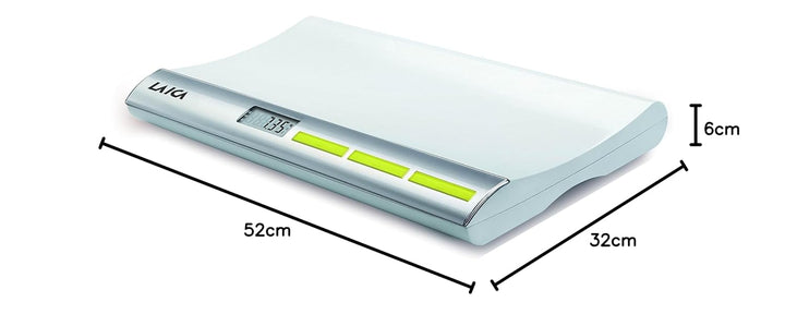 LAICA Elektronische Babywaage, mit Gewichtssperre, 20 g - 20 kg Kapazität, silber Silber/Weiss La166