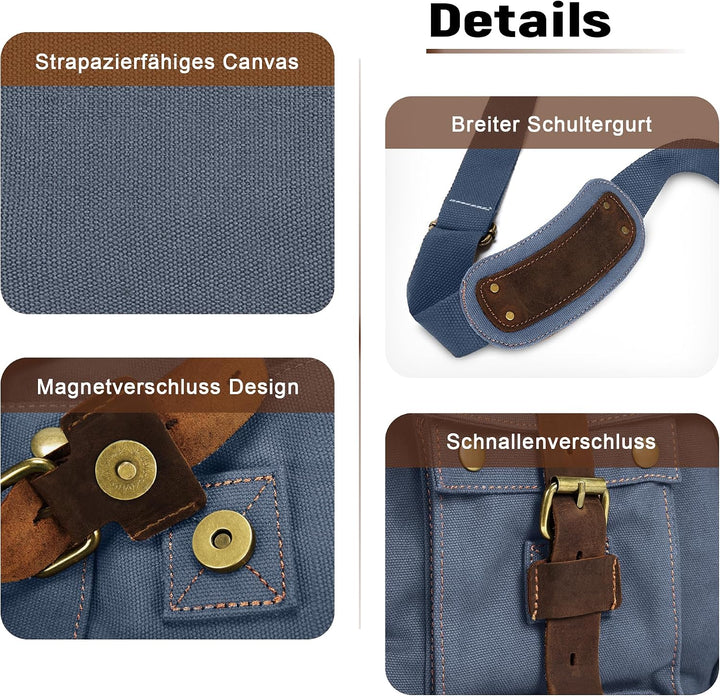 VARLIVOO Umhängetasche für Herren Schultertaschen 14" Zoll Laptoptaschen Messenger Bags Kuriertasche