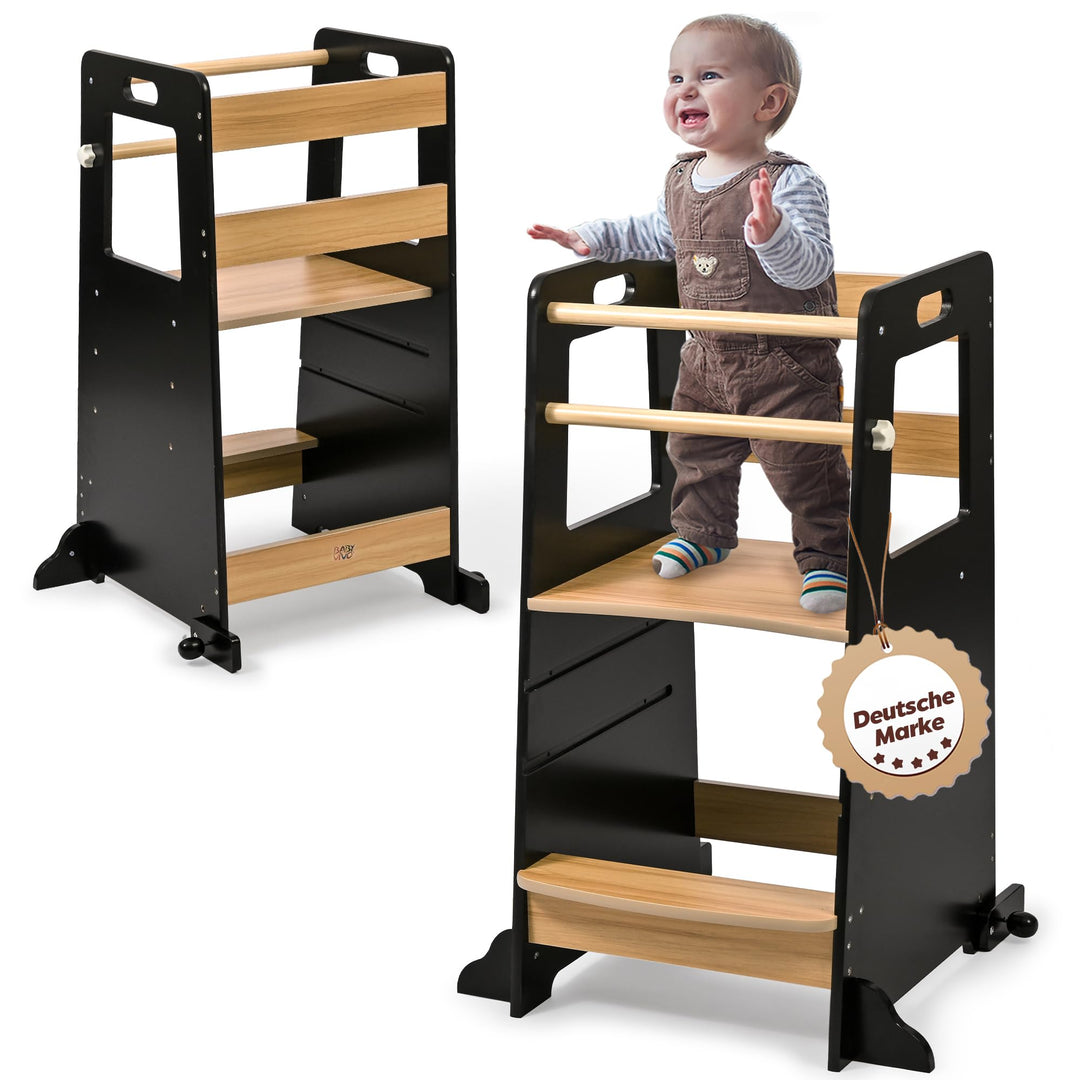 Baby Vivo Lernturm aus Holz Höhenverstellbar - Kippschutz Kindermöbel für Kinder ab 1 Jahr bis 50 kg