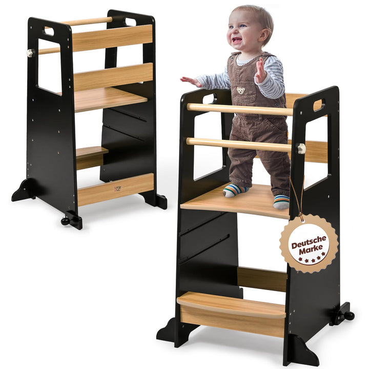 Baby Vivo Lernturm aus Holz Höhenverstellbar - Kippschutz Kindermöbel für Kinder ab 1 Jahr bis 50 kg