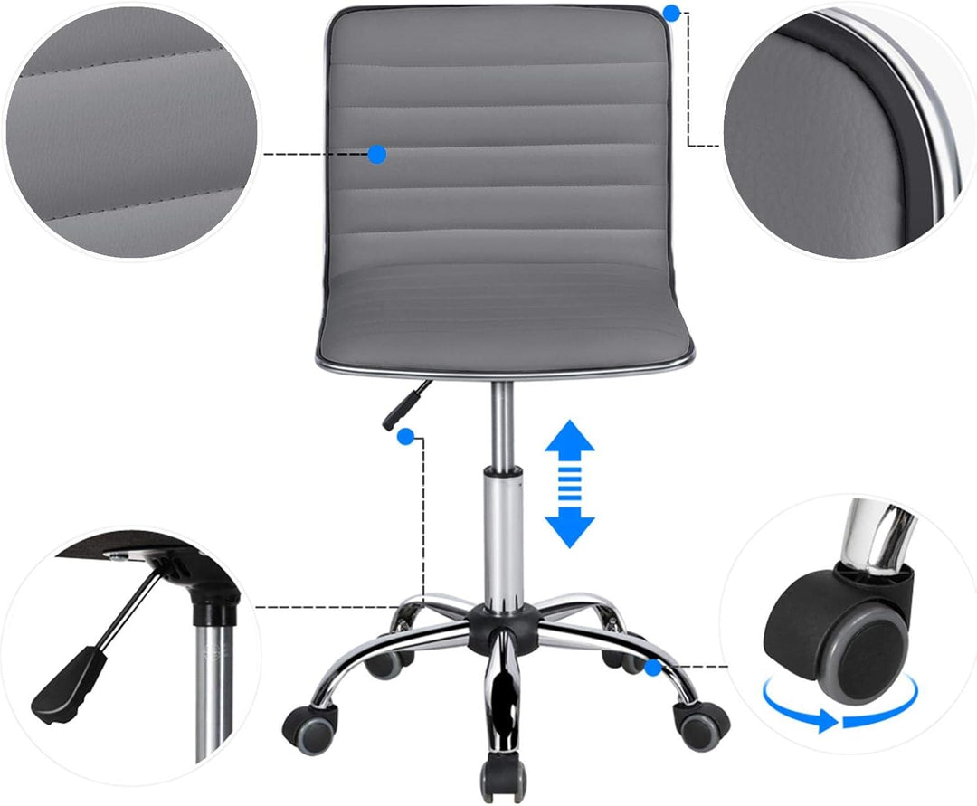 Yaheetech Bürostuhl ohne Armlehne, ergonomischer Schreibtischstuhl, höhenverstellbarer Drehstuhl, 36