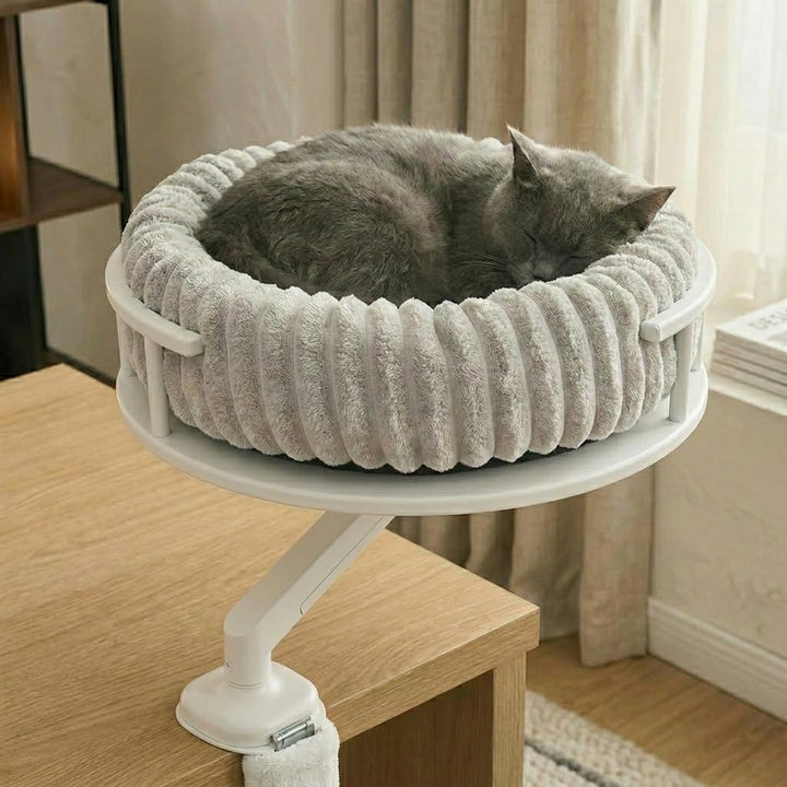 Katzenbett LEVI | Katzenbett Schreibtisch | Katzenplattform | Für Tische und Fenstersims | Inkl. 2 B