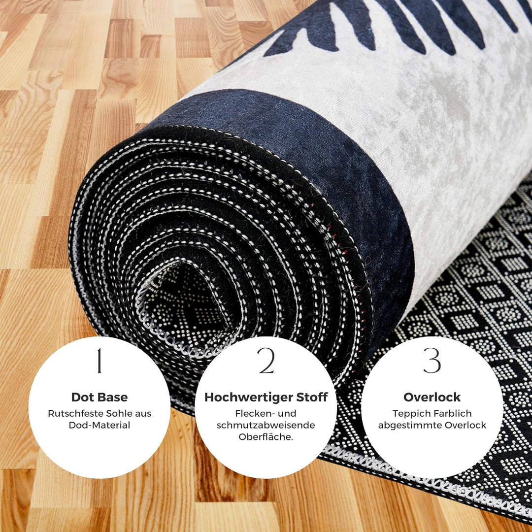miqna Wohnzimmer Teppich Kurzflor Moderne geometrische rutschfeste Boden Flur Teppich Gel Läufer sch