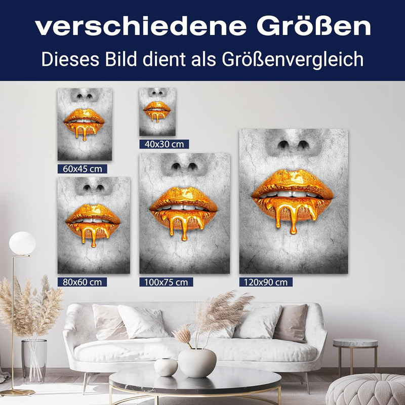 wandmotiv24 Leinwandbild 260 g/m² - Kunstdruck auf Leinwand - Wandkunst - Wandbild mit Frauen Lippen