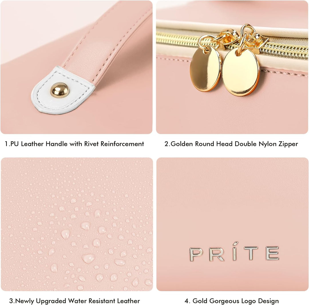 Prite Grosse Kapazität Kosmetiktasche Tragbare Reise Make Up Tasche wasserdichte PU-Leder Schminktas