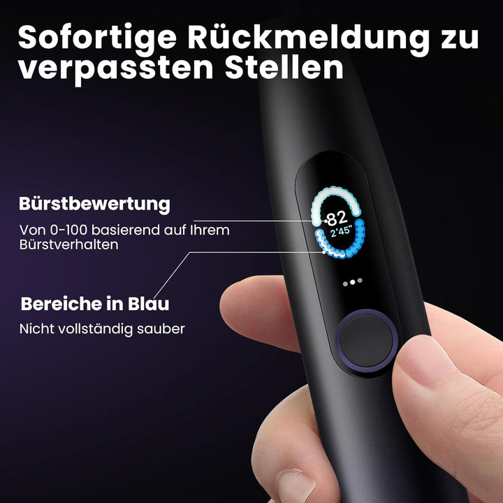 Oclean X Pro Elektrische Zahnbürste, Schallzahnbürste mit Farbdisplay, 3 Putzmodi & 32 Intensitäten,