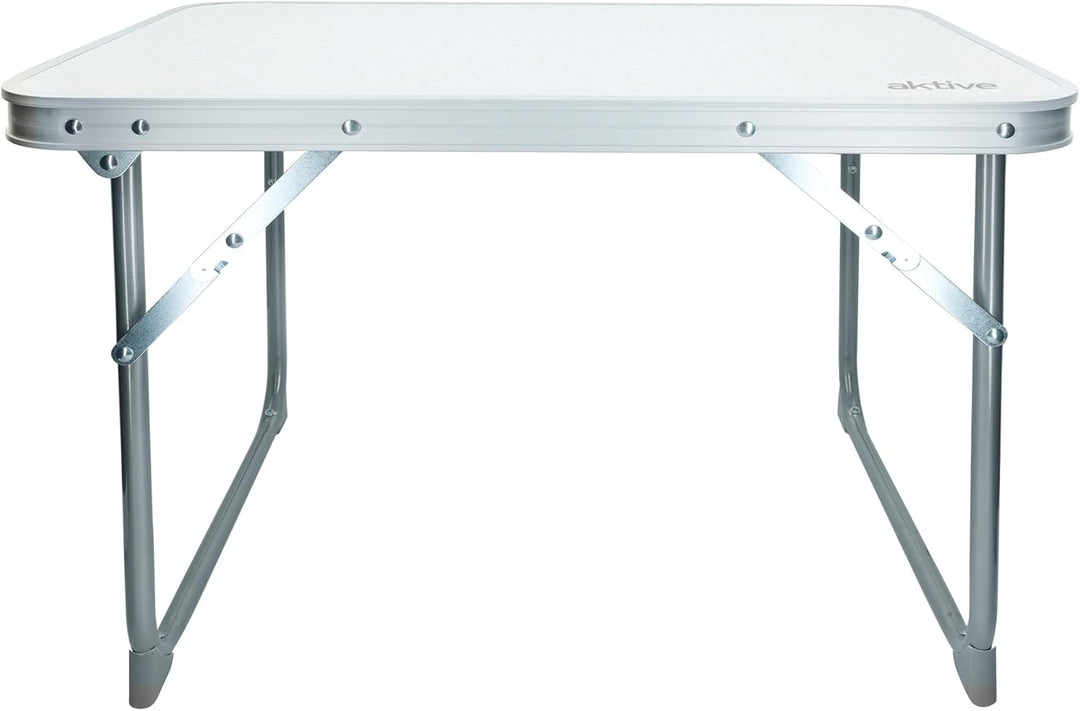 AKTIVE Klappbarer Strandtisch, Niedriger Strandtisch, 60x40x40cm, weiss, Metallgestell, Holzplatte,