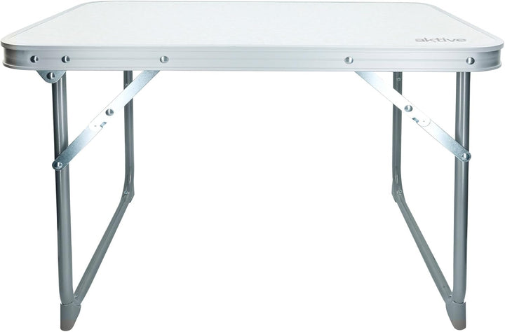 AKTIVE Klappbarer Strandtisch, Niedriger Strandtisch, 60x40x40cm, weiss, Metallgestell, Holzplatte,