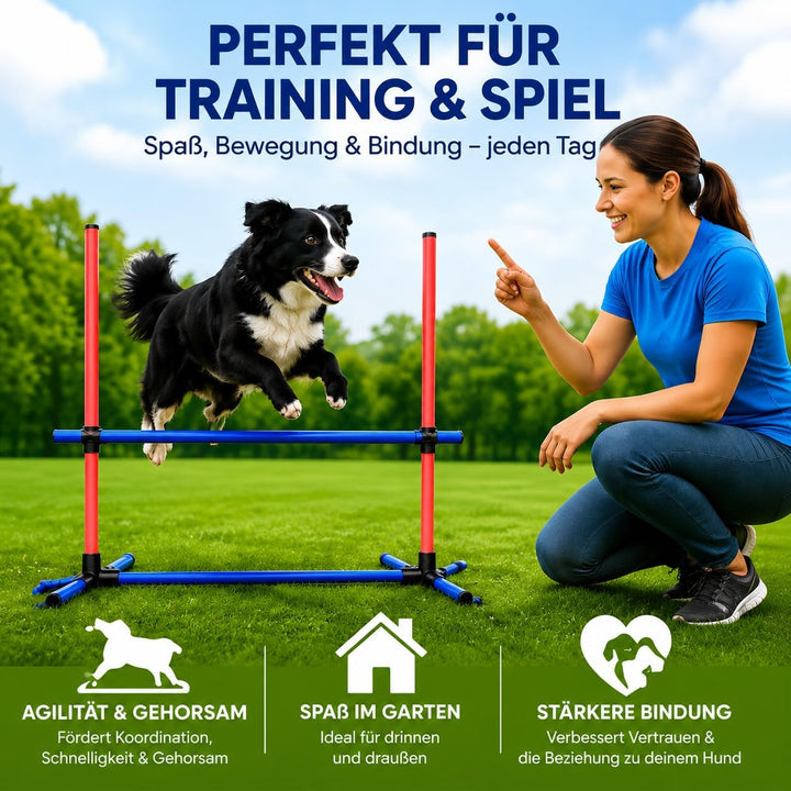 Agility-Trainingsset für Hunde, Hindernisset mit Slalomstangen, Hundesport-Ausrüstung, für Grosse un
