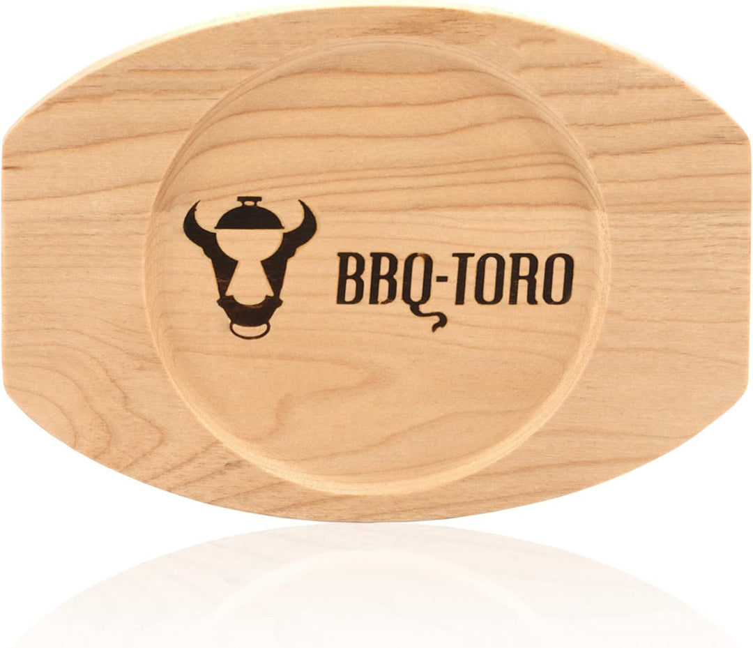 BBQ-Toro Gusseisen Servierpfännchen mit Holzunterlage (2 Stück) | Ø 16 cm | bereits eingebrannt - pr