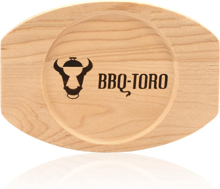 BBQ-Toro Gusseisen Servierpfännchen mit Holzunterlage (2 Stück) | Ø 16 cm | bereits eingebrannt - pr