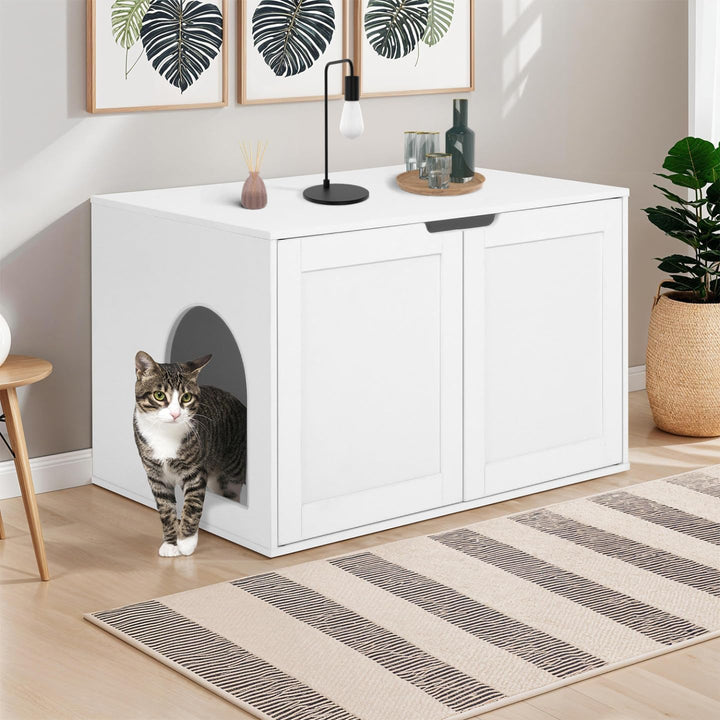 IDMarket - Katzenklo - Versteck mit Doppeltüren weiss