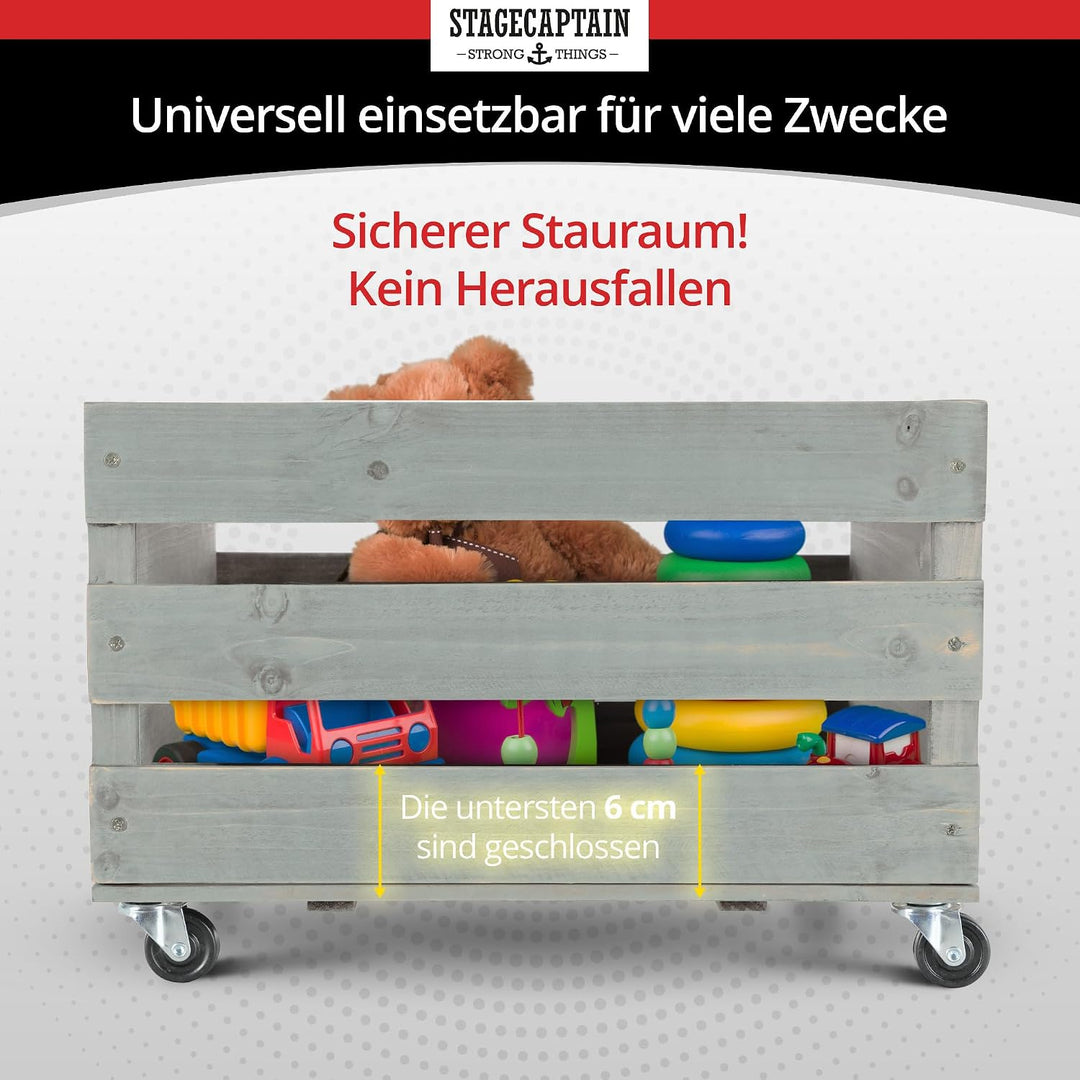 Stagecaptain SPK-100 GY Schallplattenkiste “Emil” - Aufbewahrungsbox für bis zu 100 LPs - aus Vollho