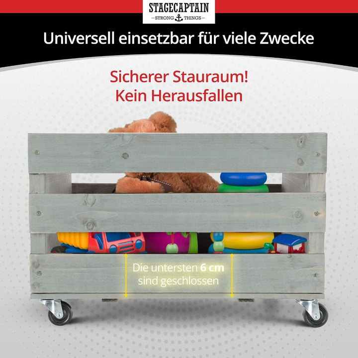 Stagecaptain SPK-100 GY Schallplattenkiste “Emil” - Aufbewahrungsbox für bis zu 100 LPs - aus Vollho