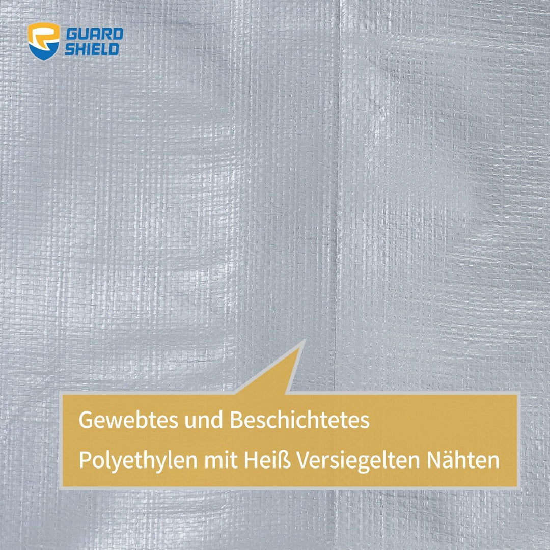 GUARD SHIELD Abdeckplane mit Ösen Wasserdicht 5m x 5m Grau Plane Gewebeplane 160g/㎡ Schutzplane Allz