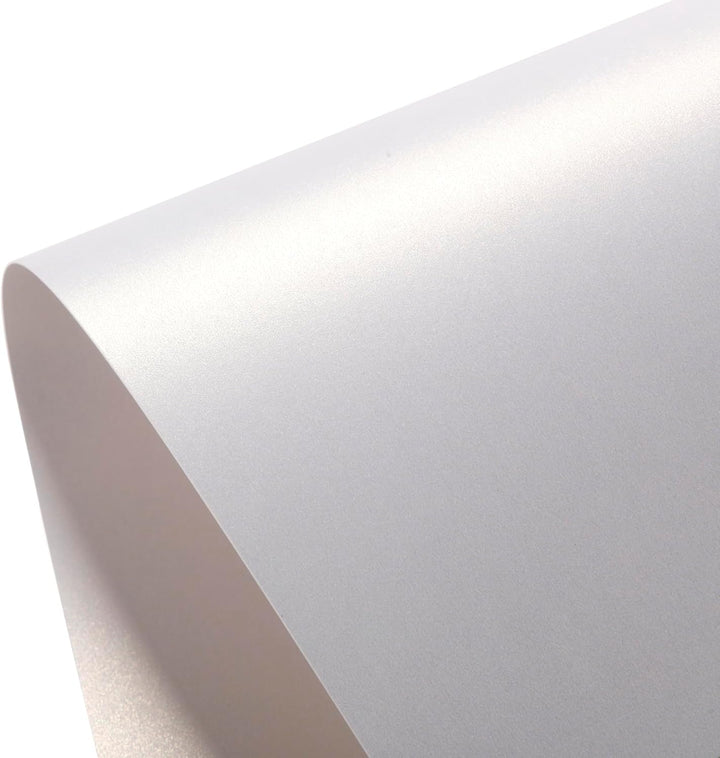 50 Blatt DIN A4 Perglanz-Papier Elfenbein Weiss-Metallic, Bastelpapier mit Perlmutt-Schimmer, 250 g/