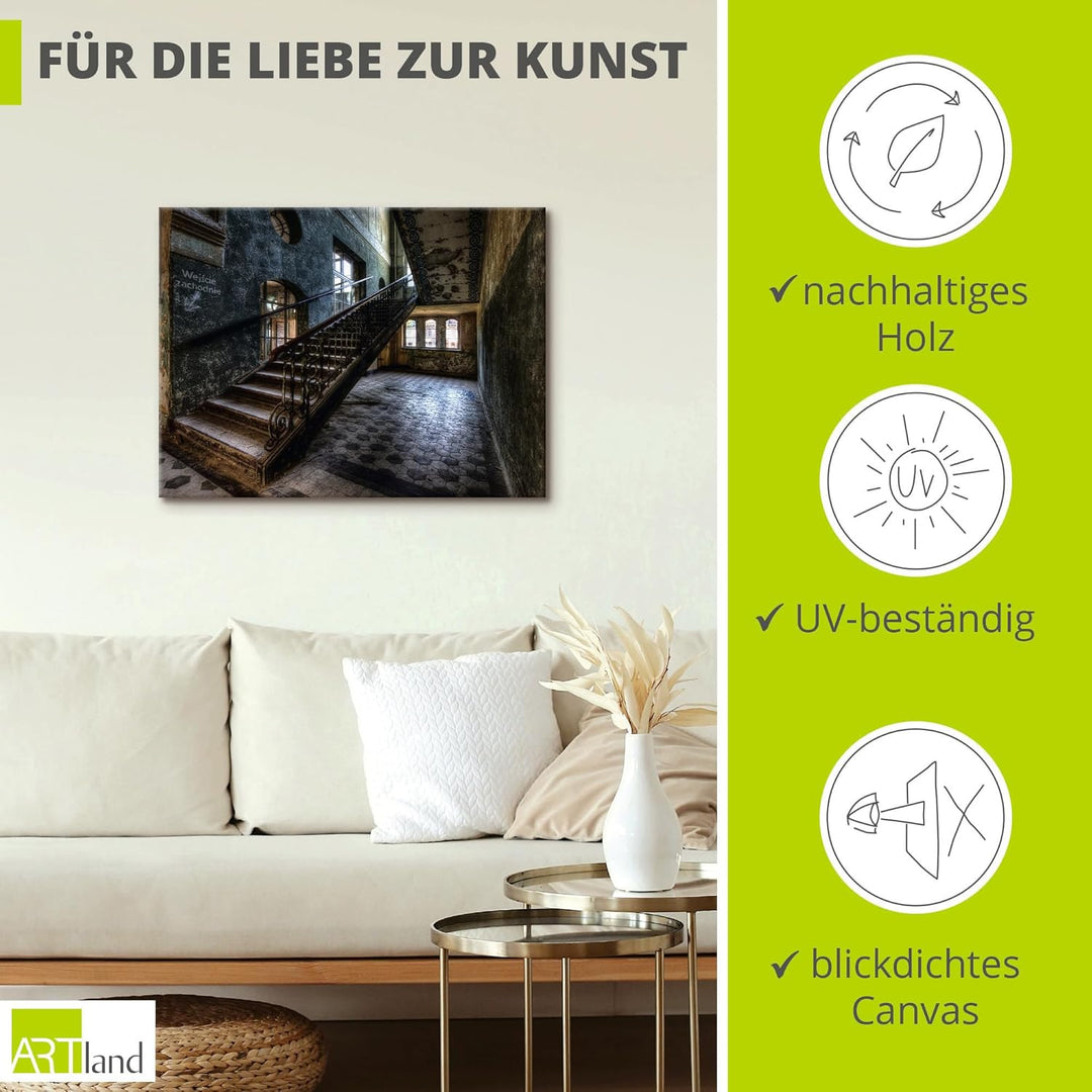 ARTland Leinwandbilder Wandbild Bild auf Leinwand 80x60 cm Wanddeko Lost Places Ruinen Architektur G