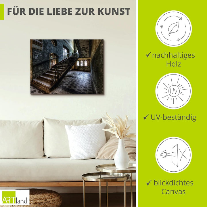 ARTland Leinwandbilder Wandbild Bild auf Leinwand 80x60 cm Wanddeko Lost Places Ruinen Architektur G