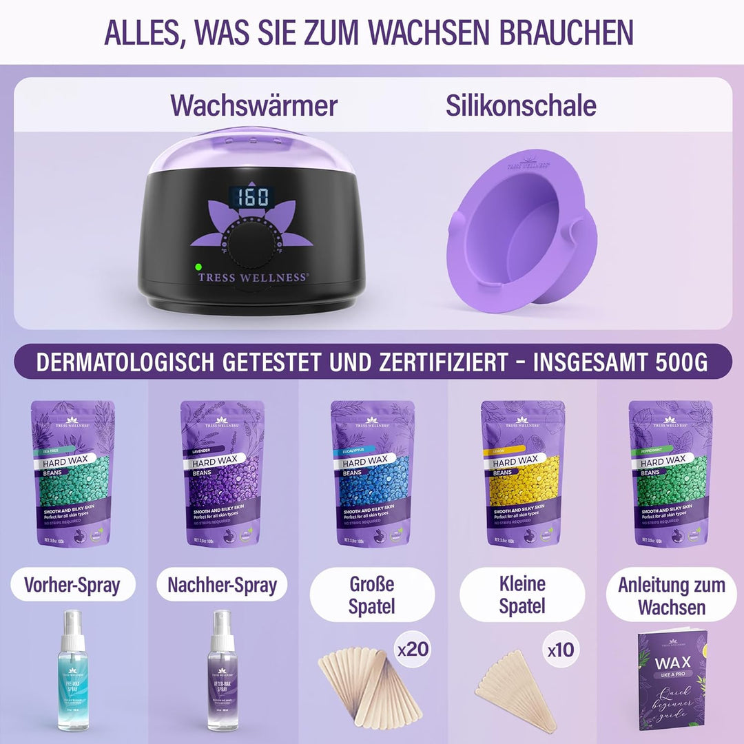 Waxing Wachswärmer set - wachsmaschine enthaarung - für Haarentfernung Perlen - Wax Warmer Kit- Masc