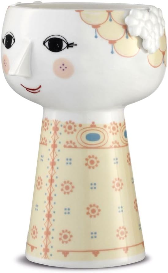 Bjørn Wiinblad Vase H15 cm Eva klassisches Design für Blumen, gelb Höhe: 15 cm, Durchmesser: 10 cm G