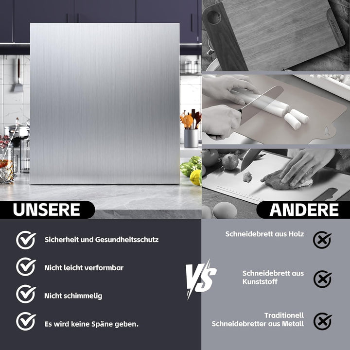 Edelstahl Schneidebrett, Arbeitsplatte Knetbrett Edelstahl Für Kneten & Backen, Küchenplatte, Nudelb