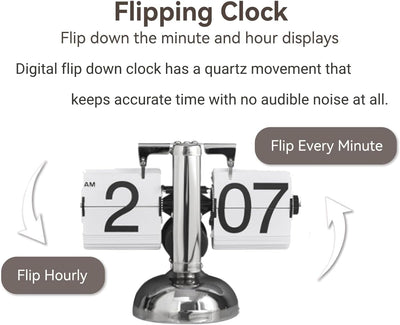 Tyenaza Flip-Schreibtischuhr, Digitale Flip-Down-Uhr, Retro-Minimalist-Einfuss-mechanische Auto-Flip