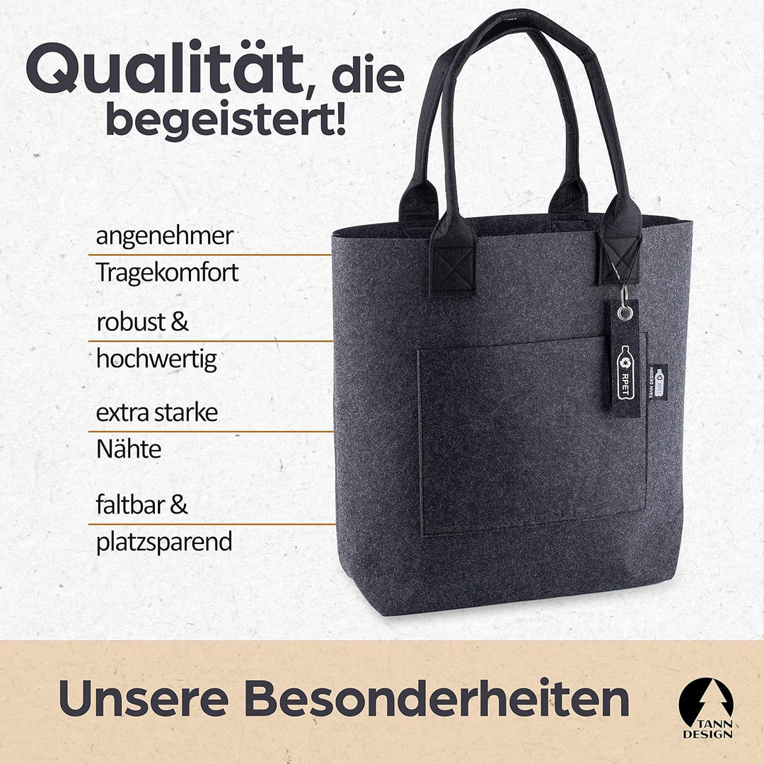 Damen Shopper hergestellt aus recycelten PET-Flaschen - nachhaltige Schulter- & Umhängetasche für Ei