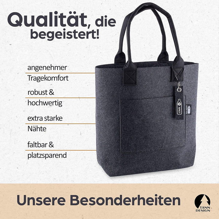 Damen Shopper hergestellt aus recycelten PET-Flaschen - nachhaltige Schulter- & Umhängetasche für Ei