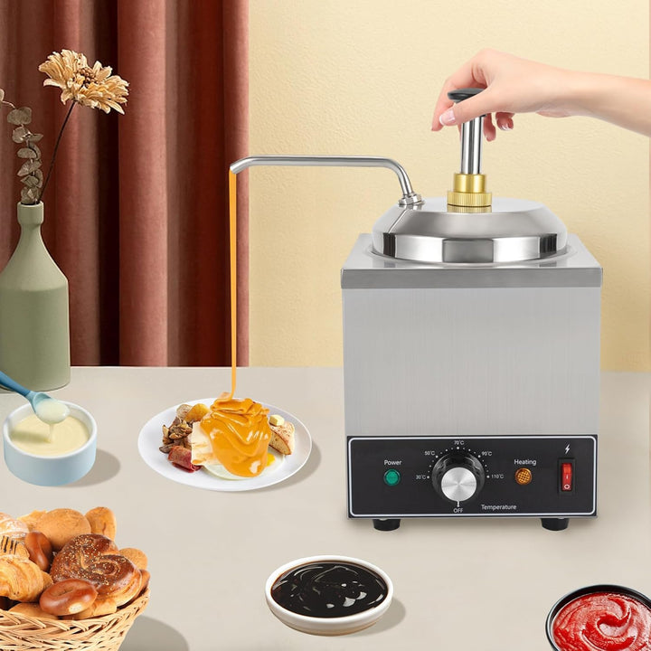 Edelstahl Sauc, 650W 2L Schokoladenspender Mit Pumpe Saucenspender, 2.1Qt Einzel-SaucenwäRmer Schoko