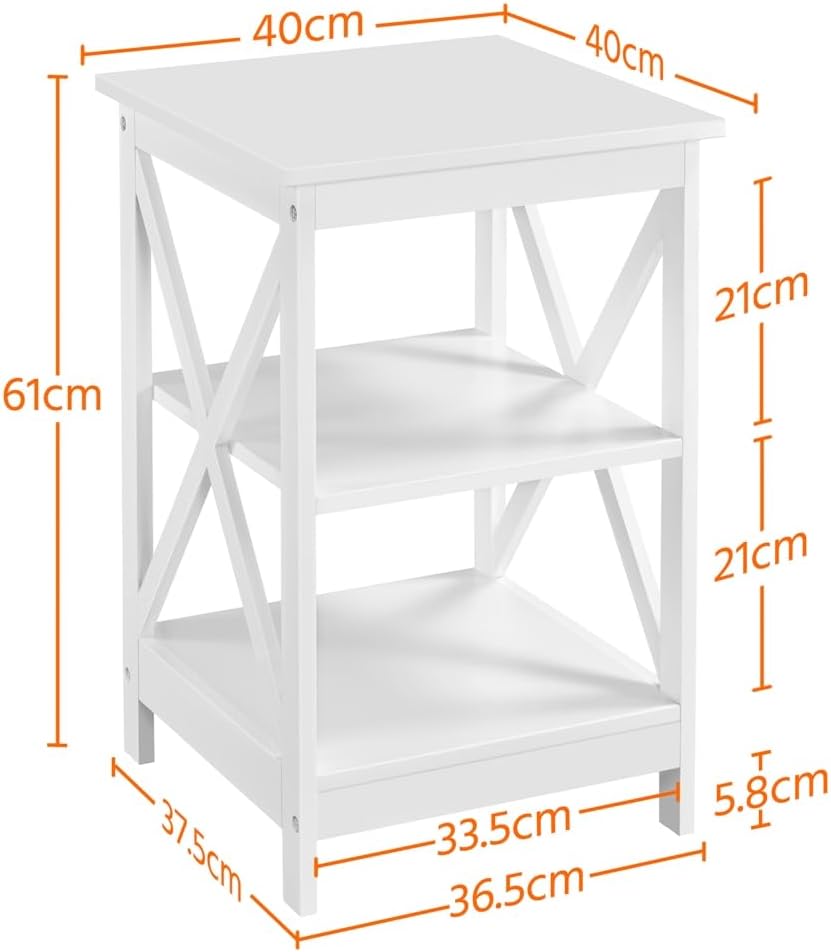 Yaheetech Beistelltisch 3 Ebenen, Nachttisch, Nachtschrank, Sofatisch Couchtisch für Schlafzimmer, W