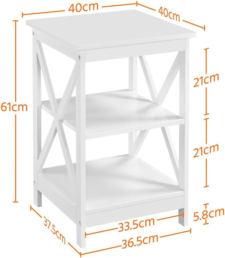 Yaheetech Beistelltisch 3 Ebenen, Nachttisch, Nachtschrank, Sofatisch Couchtisch für Schlafzimmer, W