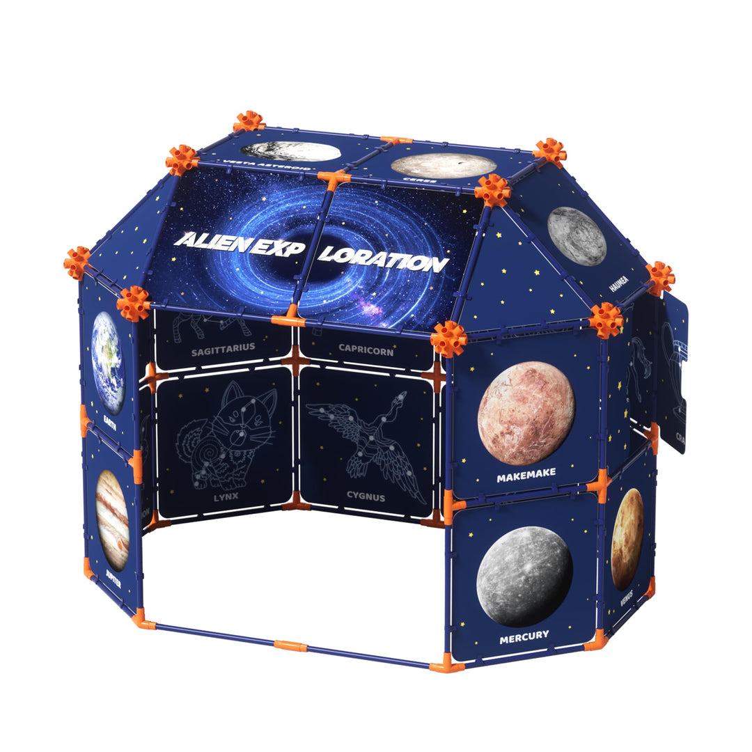 Astronomisches Spielzelt für Kinder, Weltraum-Entdeckungszelt mit Sternbildern und Planeten, Indoor/