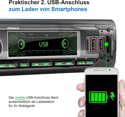 XOMAX XM-R281 Autoradio mit RDS, FM, Bluetooth Freisprecheinrichtung, USB, SD, MP3, ID3, AUX-IN, USB