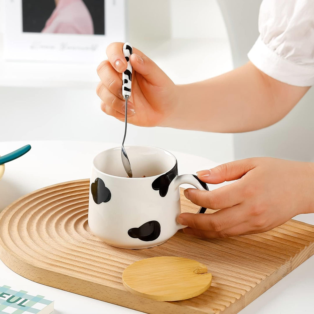 Süsse Sachen Keramik kuh Kaffeetasse Teetasse Mit Deckel Löffel Lustige Geschenke für Frauen Kaffeeb