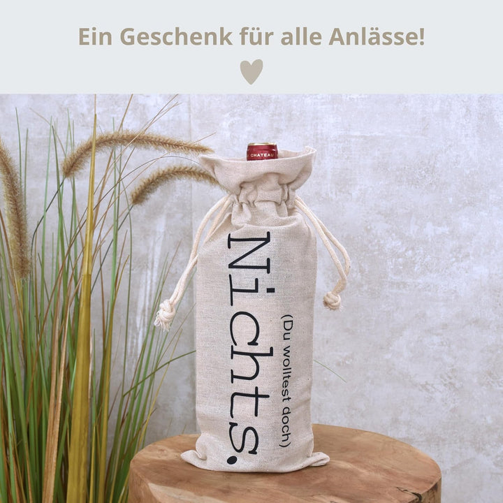 Flaschenbeutel Nichts | Geschenkverpackung "Für alle, die sich nichts wünschen!" | Geschenk zu Weihn