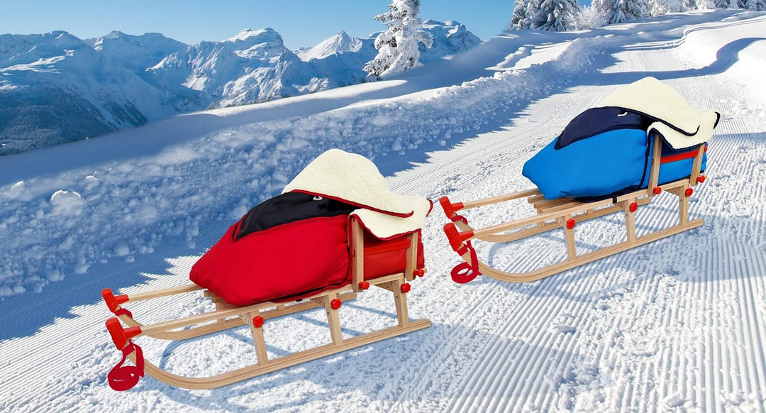 Davos Klappschlitten Langer Rodelschlitten Schlitten aus Holz mit wählbarem Zubehör V-22-115, Schlit