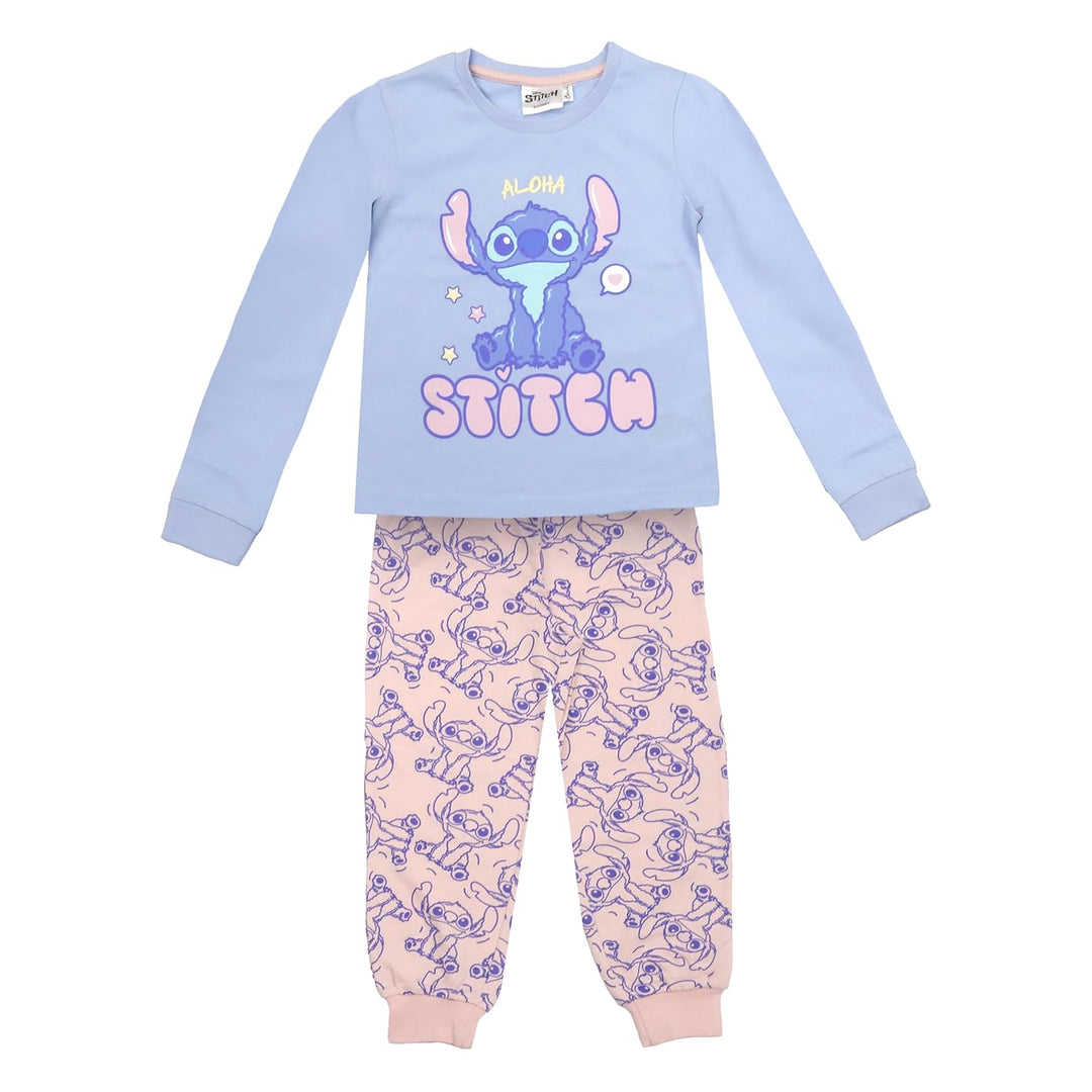 Disney Lilo und Stitch Mädchen-Schlafanzug, Stitch Pyjama, 100% Baumwolle, Gr. 128-176 (DE/NL/SE/PL,